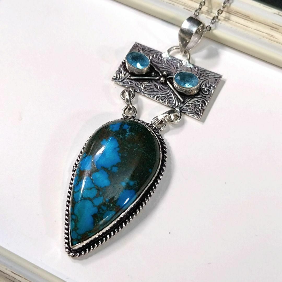 【完全一点のみ】ブルーの美しい天然ターコイズの矢じりの2連ネックレス拍卖