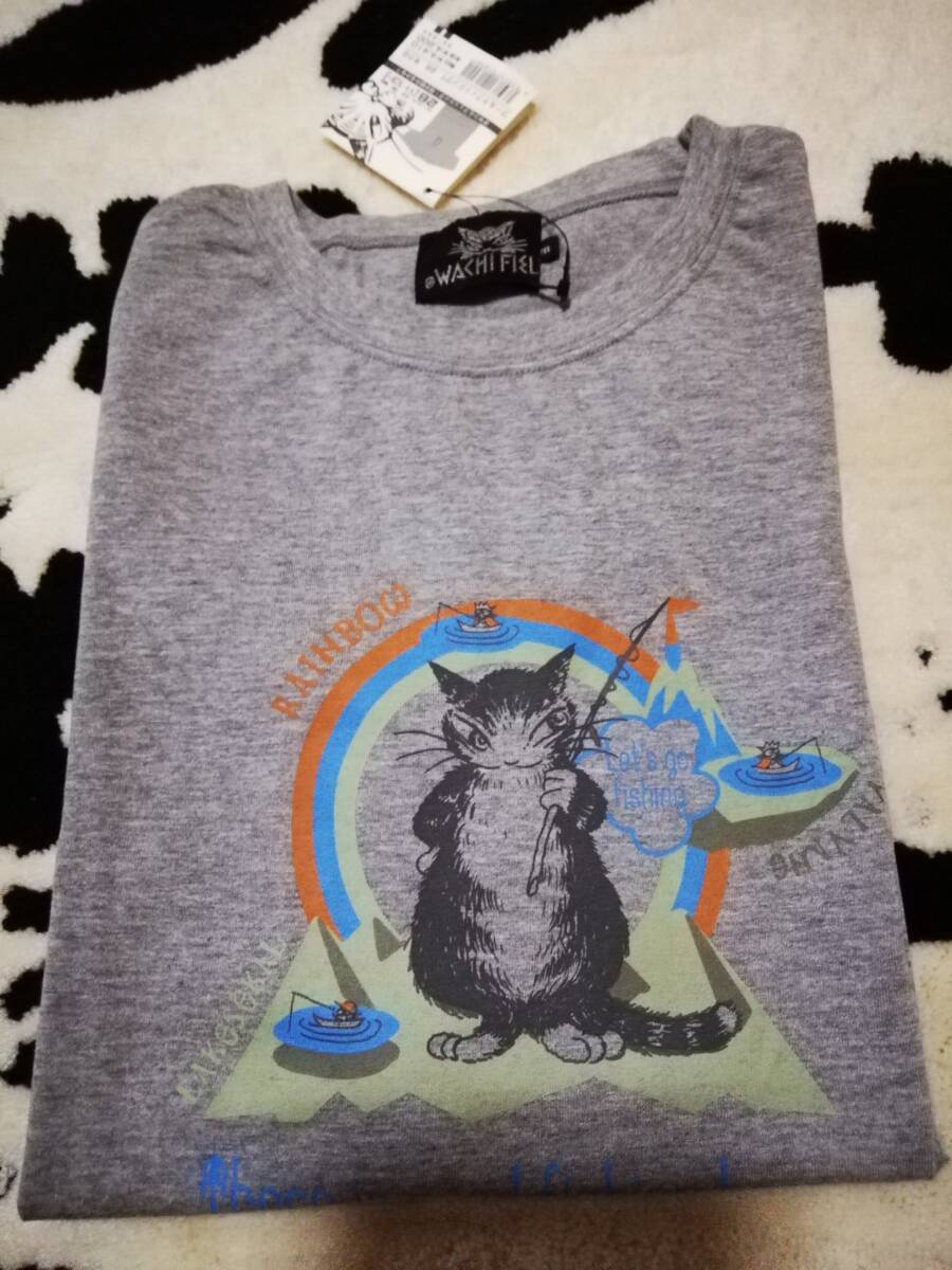 半額★レア★税込4410円★新品即決★わちふぃーるど 猫のダヤン 釣り ワールドフィッシングTシャツ 2B モクG グレイ拍卖