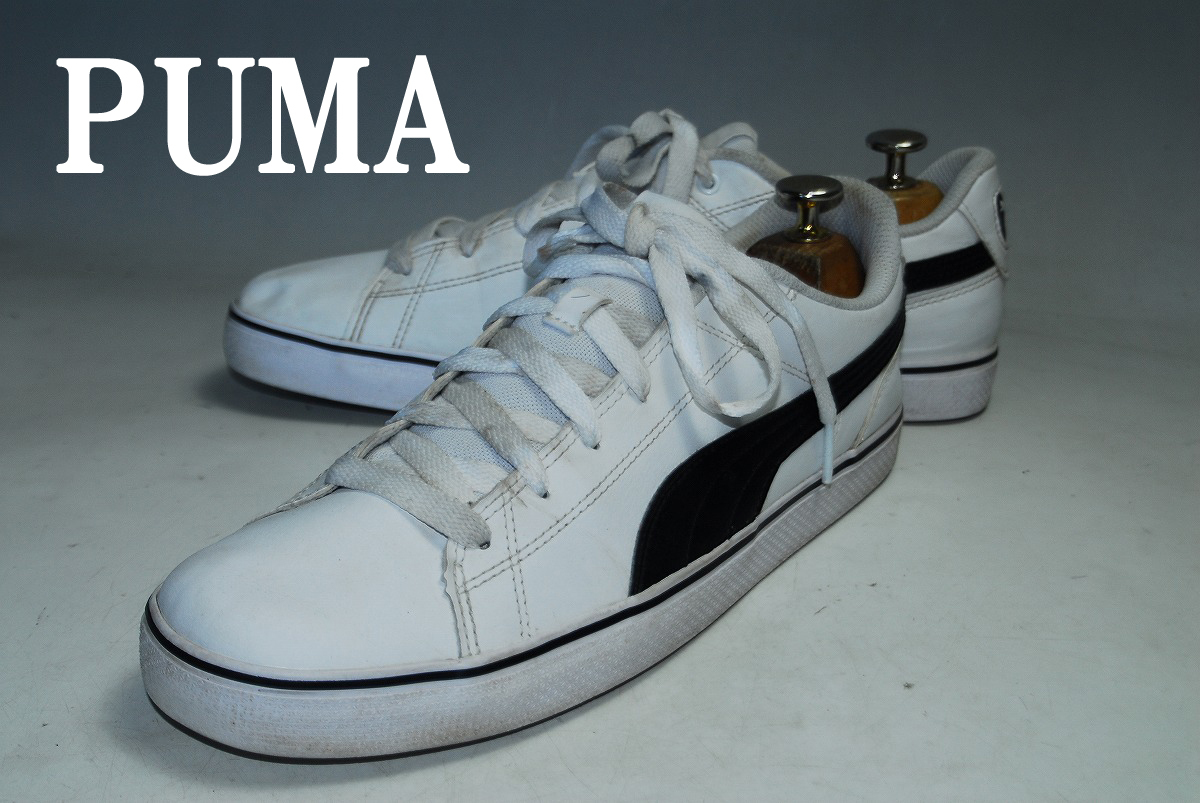 ATX605/期間限定!最終価格!早い者勝ち!PUMA/プーマ/COURT POINT VULC V2/白/黒/26㎝/US8/ロー/良品/存在感抜群!洗練されたデザイン!拍卖