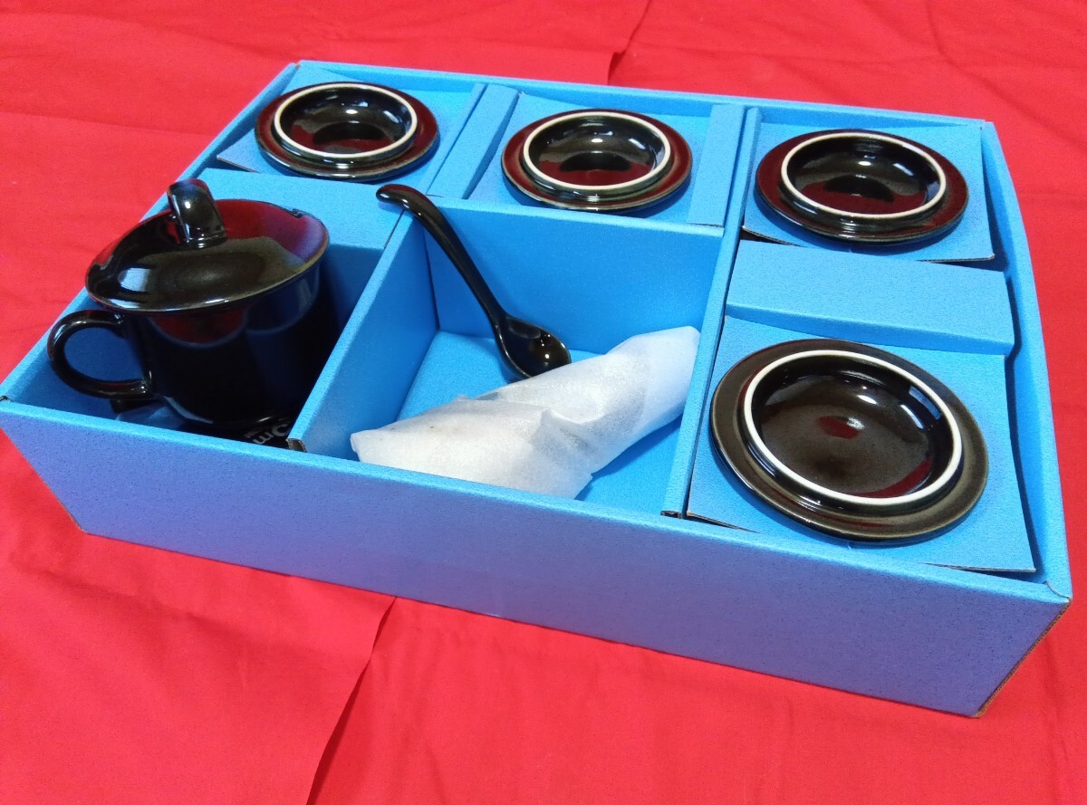 九谷焼窯変釉陶器 壱峰窯 コーヒーカップ・茶碗蒸し碗 蓋・スプーンつき 5個セット 未使用品拍卖