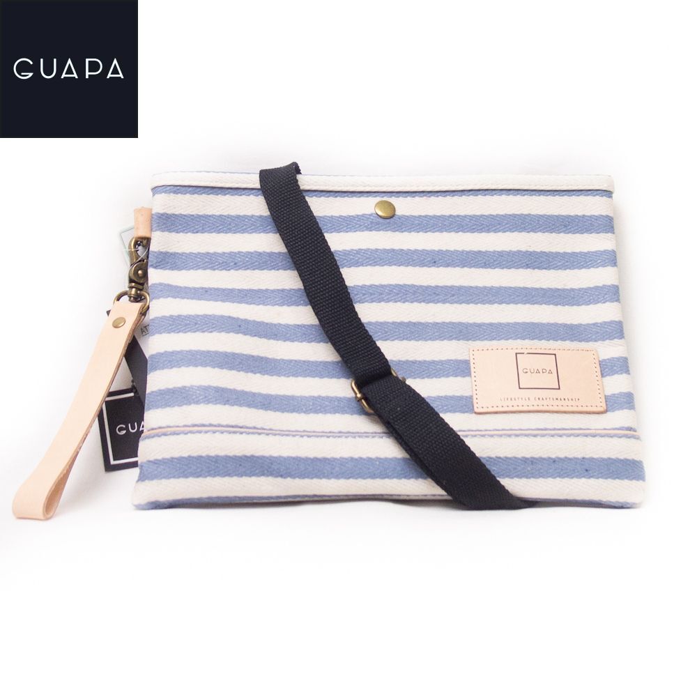 新品 GUAPA バッグ ボーダーサコッシュ ショルダーバッグ ブルー拍卖