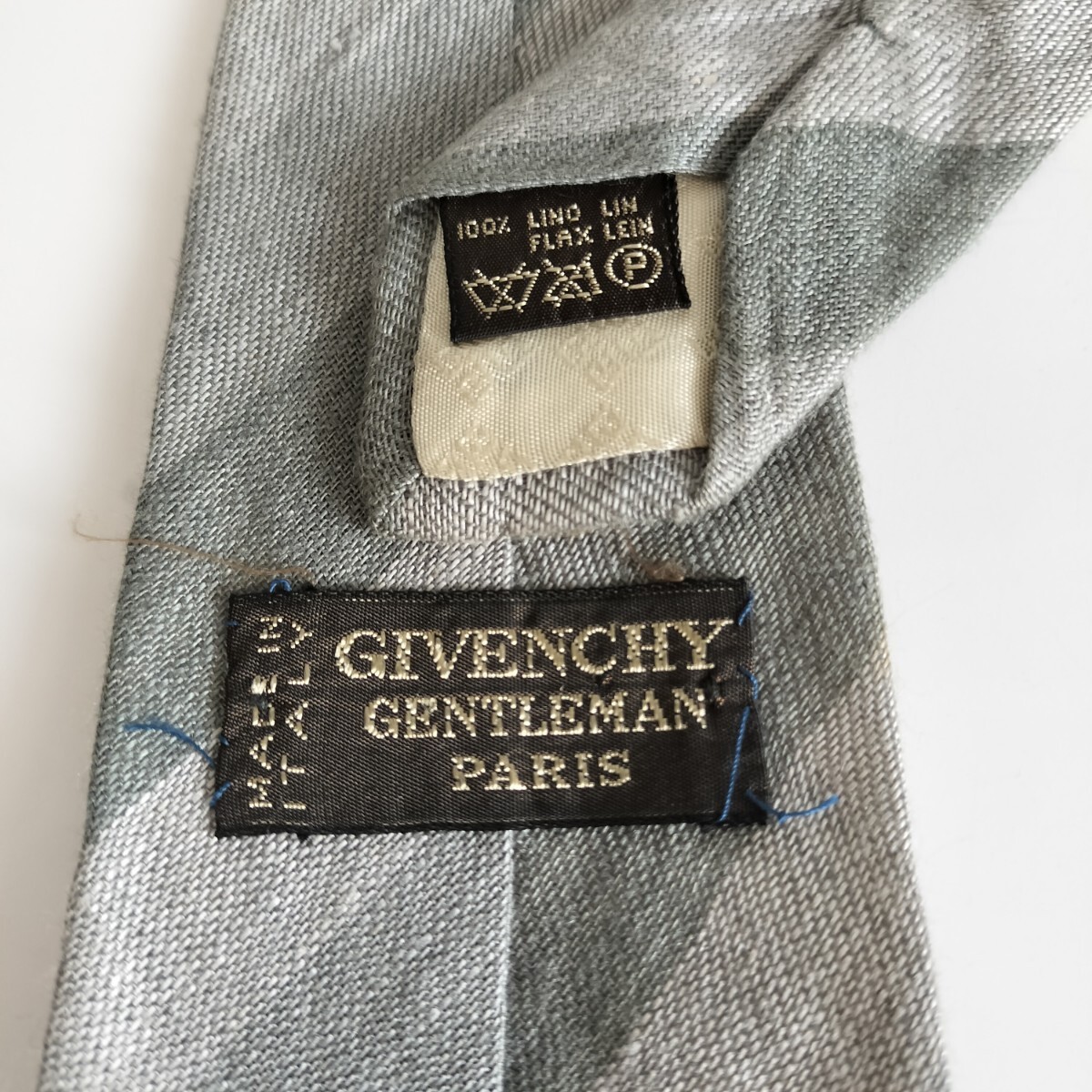 ジバンシィ (GIVENCHY)ジバンシーグレー薄緑レジメンタルネクタイ拍卖