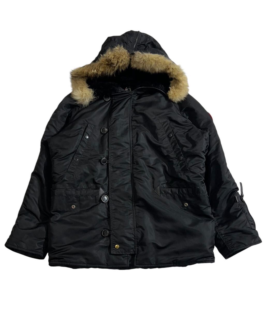 ■ RED EAR レッドイヤー ポールスミス ■ マジックテープ ラビット ロゴ 中綿入 N-3B N3B ミリタリー フライト ジャケット ブラック L拍卖