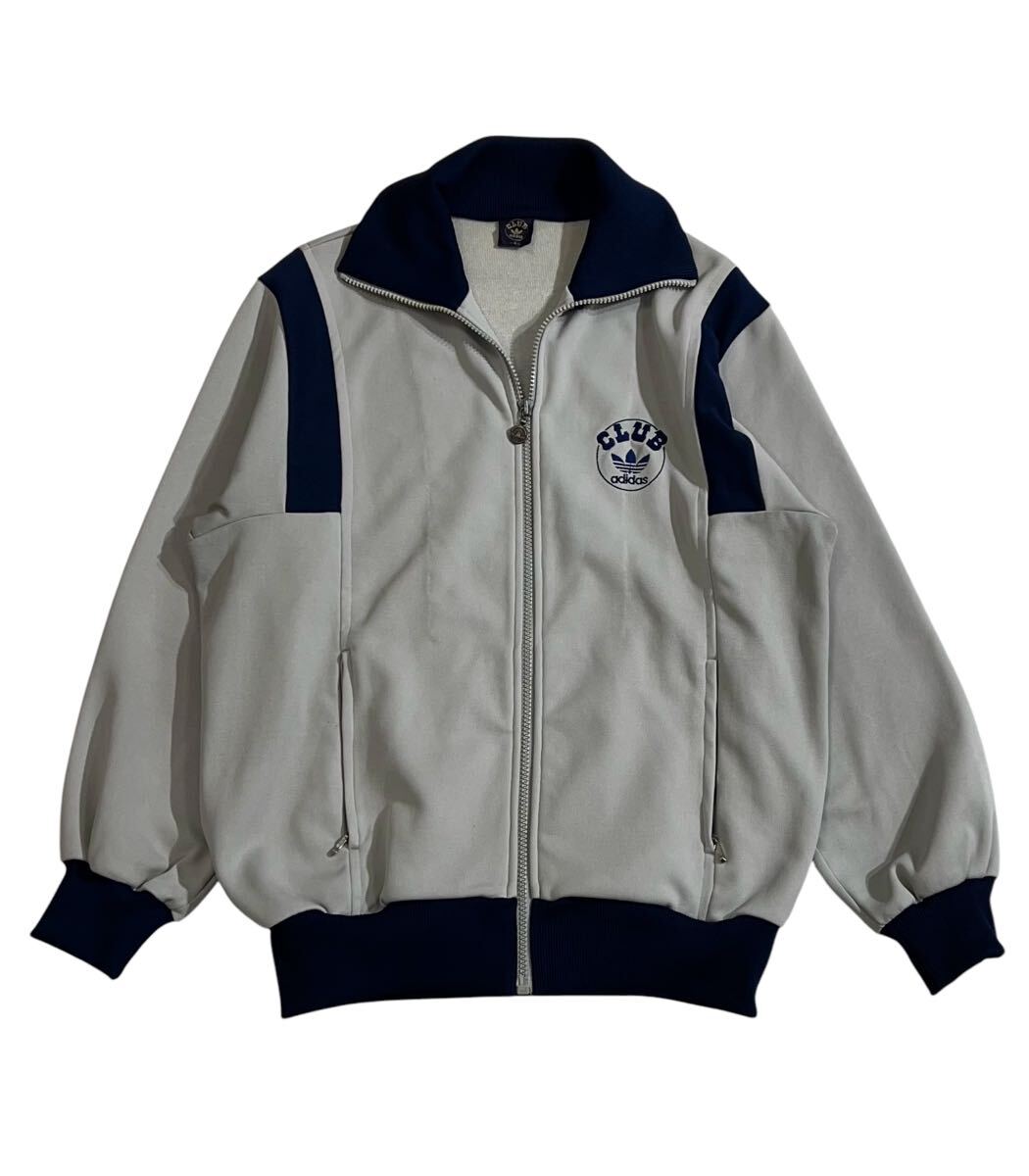 70s~80s ヴィンテージ ■ CLUB adidas クラブ アディダス ■ トレフォイル ロゴ 刺繍 ジャージ トラック ジャケット グレー×ネイビー 4拍卖