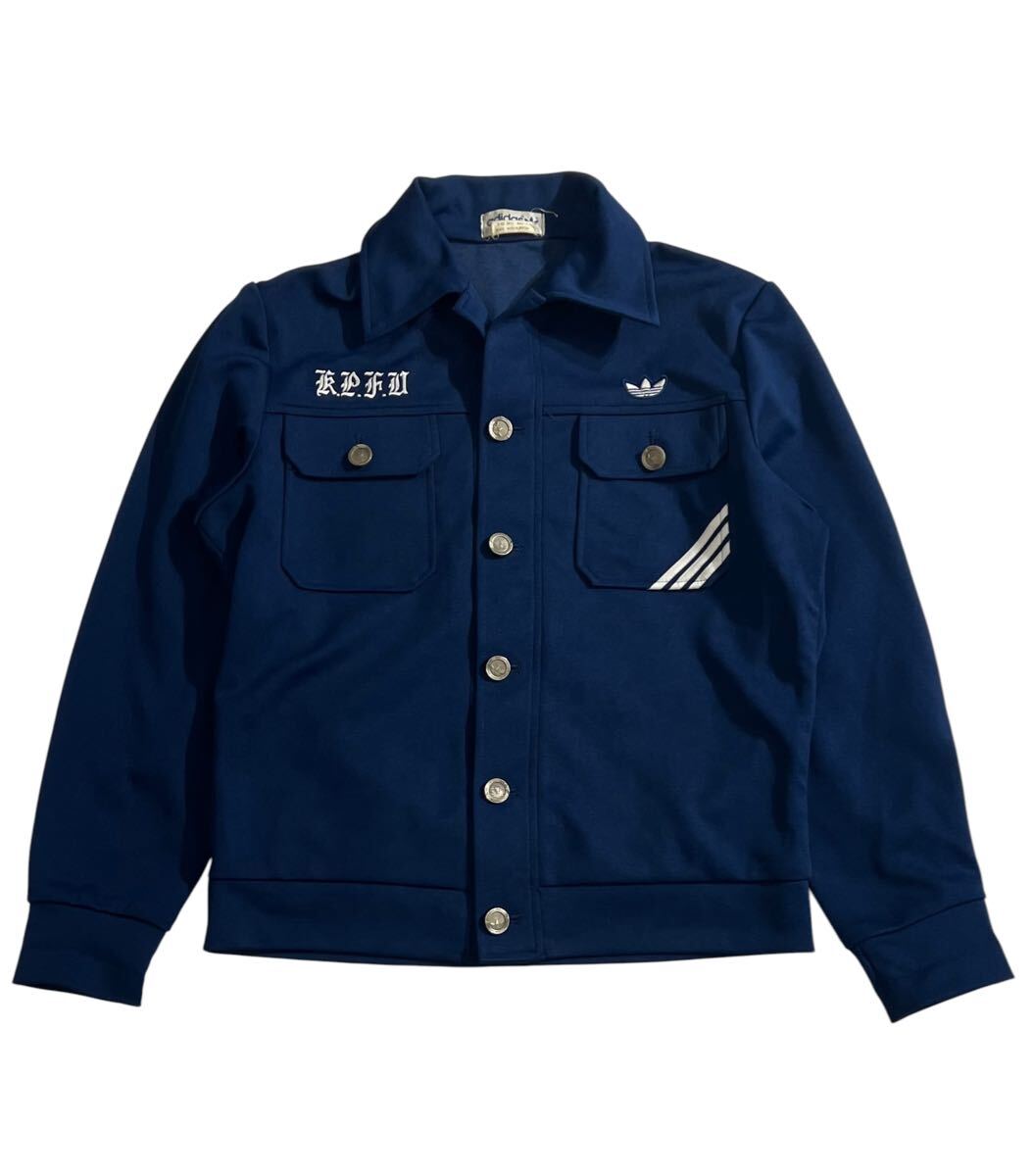 希少 70s~80s ヴィンテージ ■ adidas アディダス ■ トレフォイル ロゴ ワッペン メタルボタン ジャージ トラッカー ジャケット L拍卖