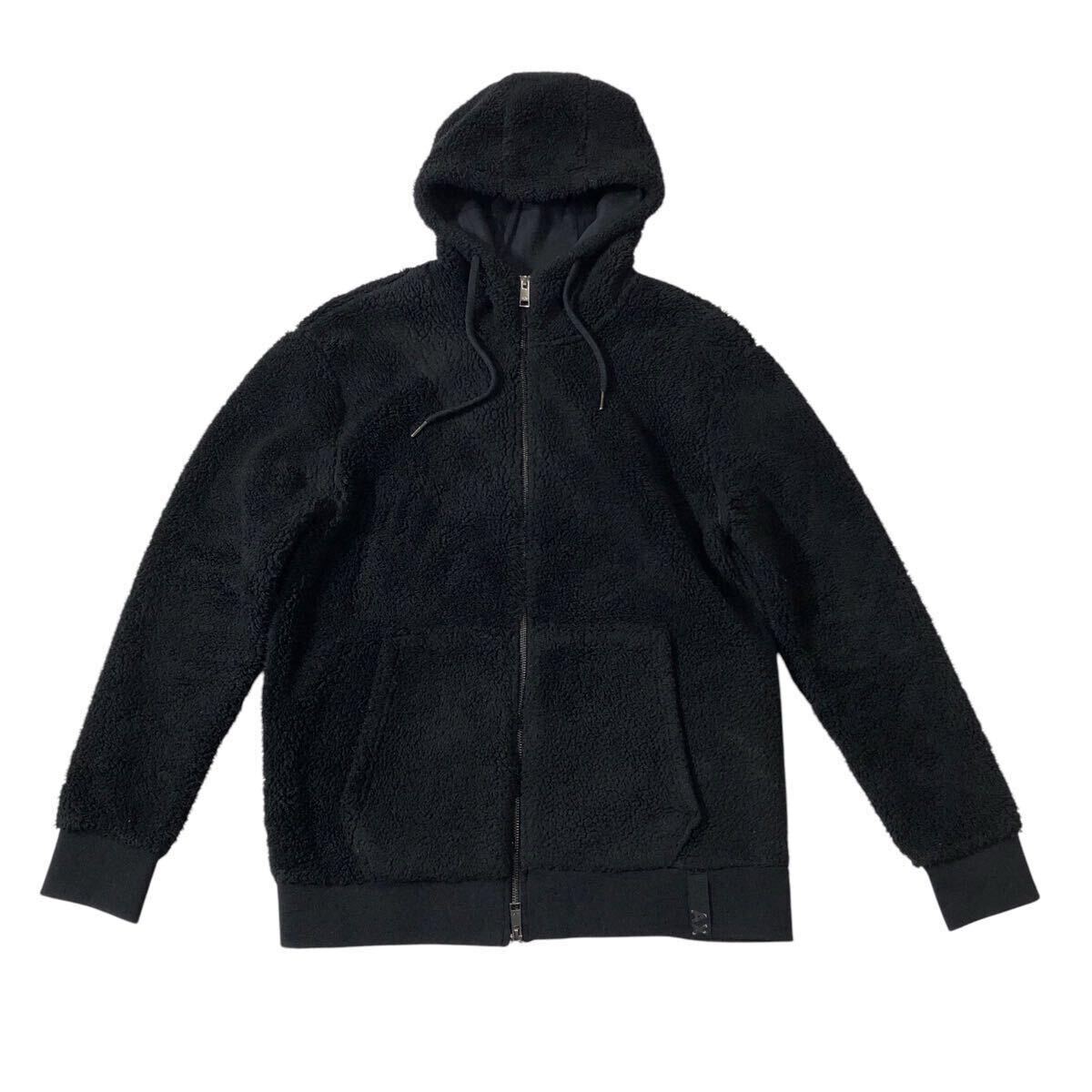 ● A/X ARMANI EXCHANGE アルマーニ エクスチェンジ ● A/X ロゴ ラベル フリース ボア ダブルジップ パーカ ブラック S拍卖