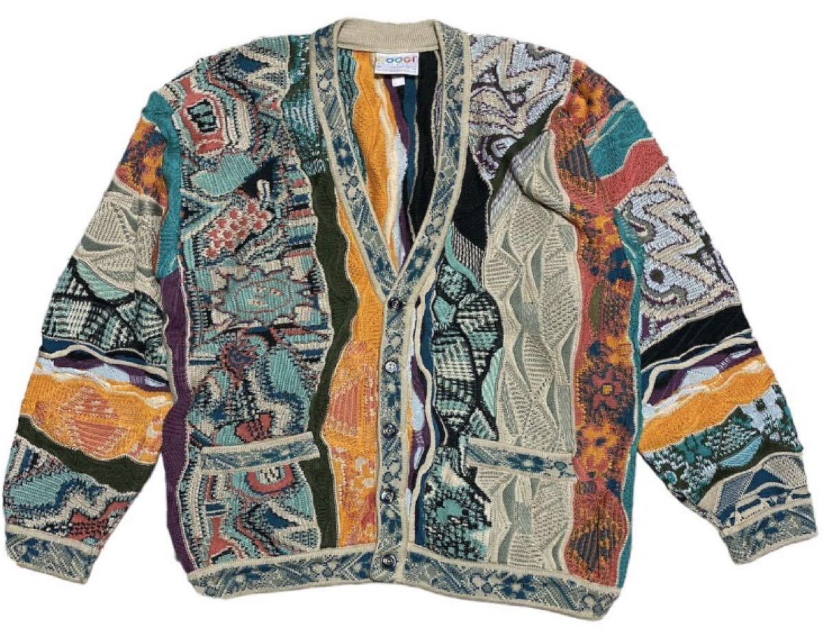 オーストラリア製 ■ COOGI クージー ■ 3D編 コットン ニット カーディガン マルチカラー M拍卖