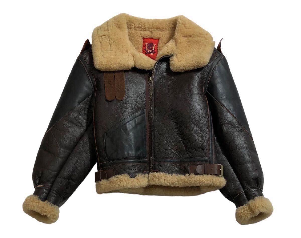 ● MIRACLE WOMAN ミラクルウーマン ● 上質 本革 羊革 B-3 B3 大戦モデル ミリタリー フライト ムートン ジャケット ブラウン 2拍卖
