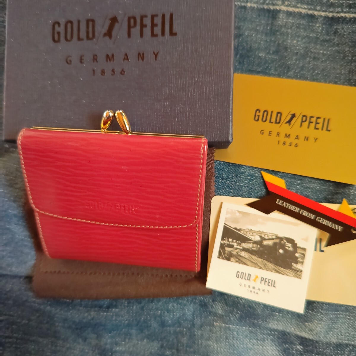ゴールドファイル Germany レザーがま口三つ折り財布 ユーズド品拍卖