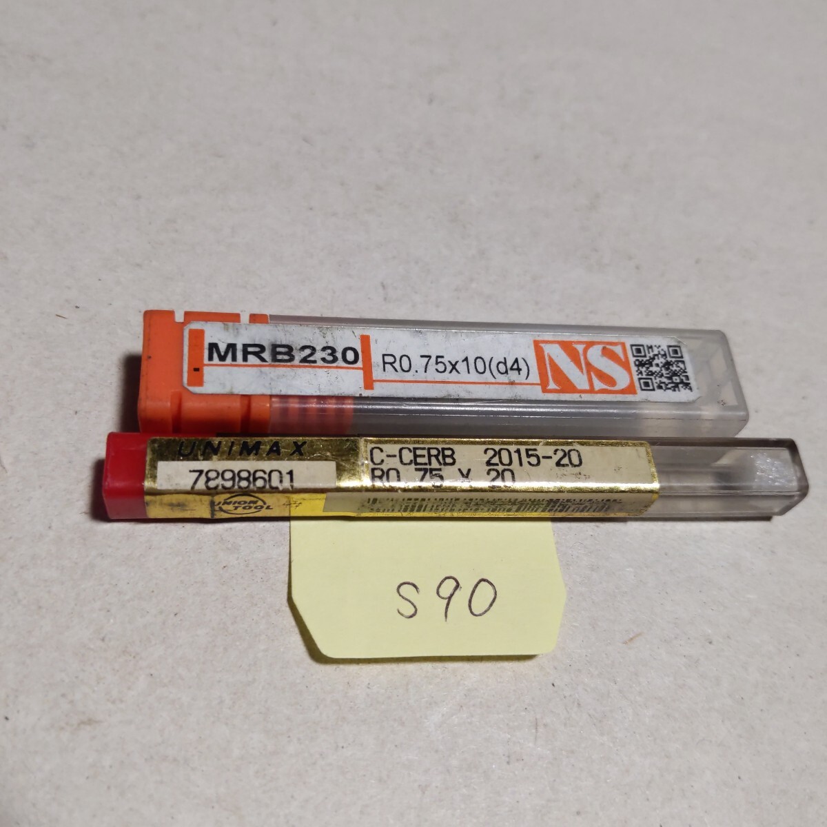 S90 未使用品 超硬ボールエンドミル 超硬エンドミル 0.75R ロングネック ボールエンドミル R0.75 2本セット 消耗品拍卖