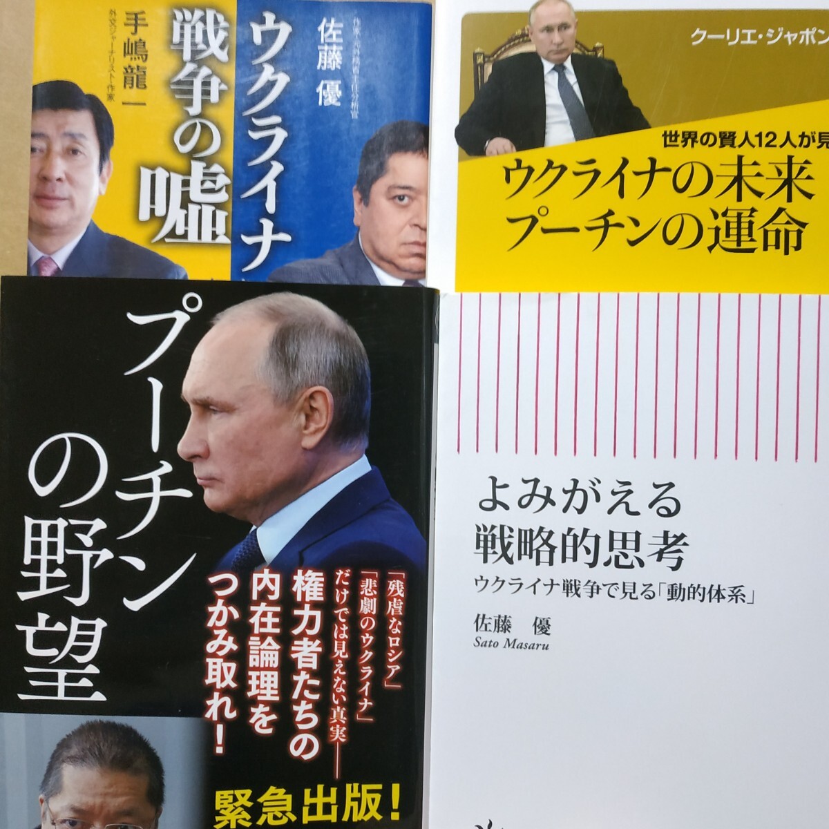 ウクライナプーチン4冊 ウクライナ戦争の嘘/佐藤優+手嶋龍一 プーチンの野望/佐藤優 よみがえる戦略的思考/佐藤優 プーチンの運命 数冊格安拍卖
