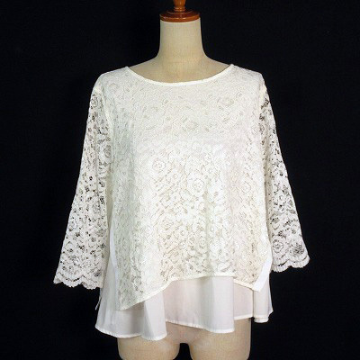 マルイ アールユー ru 大きいサイズ ブラウス レース シフォン 5L 白 ホワイト レディース拍卖