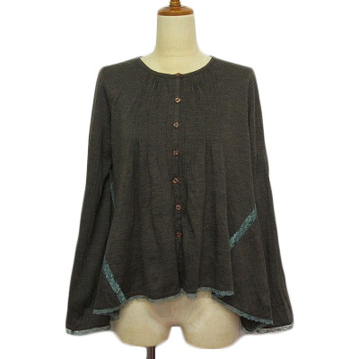 アズノウアズ ドゥバズ as know as de base カーディガン カットソー レース タック ウール混 黒 ブラック レディース拍卖