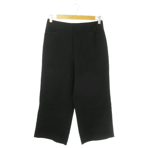 ミッシェルクラン MICHEL KLEIN パンツ スラックス ワイド 七分丈 ストレッチ ウール混 シンプル 通勤 ビジネス 38 黒 ブラック レディース拍卖