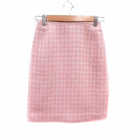 セルッチオ CERCHIO タイトスカート ミニ 千鳥格子 ウール モヘヤ混 S ピンク /YK レディース拍卖