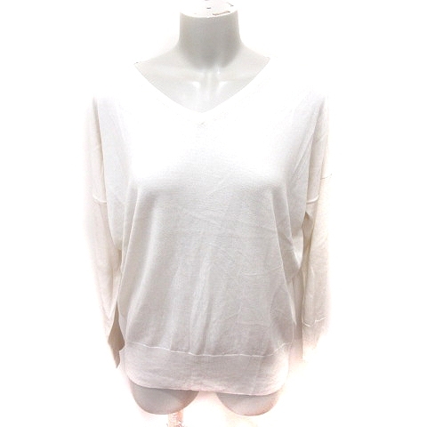 ミッシェルクラン MICHEL KLEIN ニット カットソー Vネック 絹混 シルク混 38 アイボリー /RT レディース拍卖