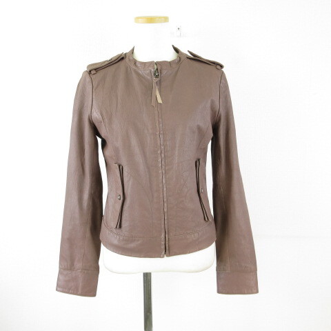 ギャップ GAP レザージャケット 長袖 ジップアップ 茶 S *T187 レディース拍卖