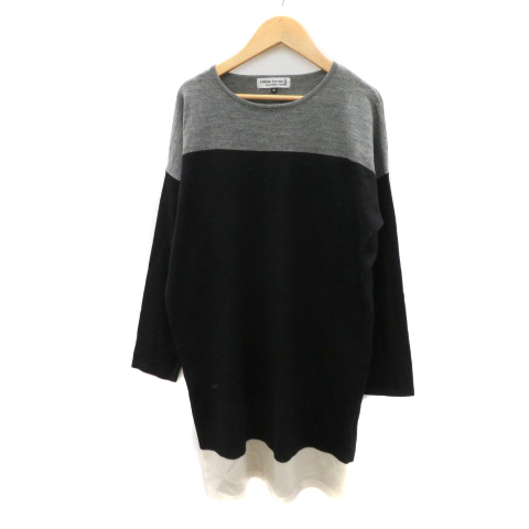 リミテッドエディション LIMITED EDITION チュニック ニット カットソー 長袖 オーバーサイズ 40 L マルチカラー グレー レディース拍卖