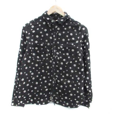 フィス FITH カジュアルシャツ 長袖 ドット柄 160 チャコールグレー オフホワイト /HO43 男の子 キッズ拍卖
