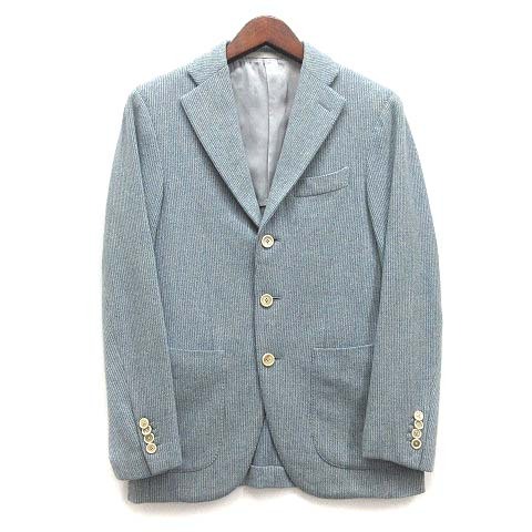 カルーゾ CARUSO ウール カシミヤ テーラード ジャケット 3B サックス ブルー 42 メンズ拍卖