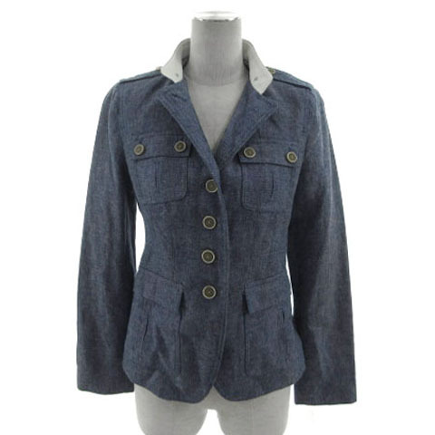 バナナリパブリック BANANA REPUBLIC ジャケット フィールドジャケット コンバーティブルカラー リネン混 ブルー 青 グレーパープル 2拍卖