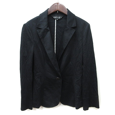 インディヴィ INDIVI テーラードジャケット シングル 40 L 黒 ブラック /YI レディース拍卖