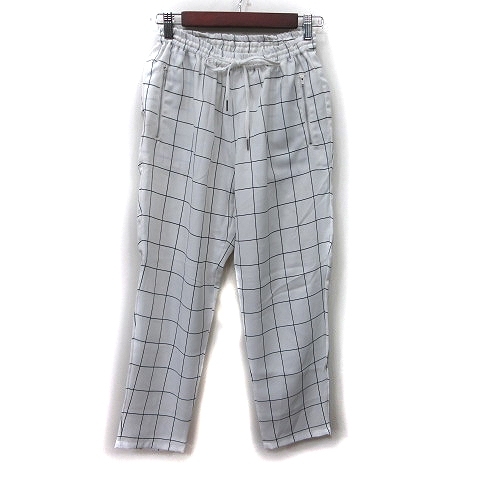 ヘザー Heather テーパードパンツ チェック F 白 ホワイト 黒 ブラック /YI レディース拍卖