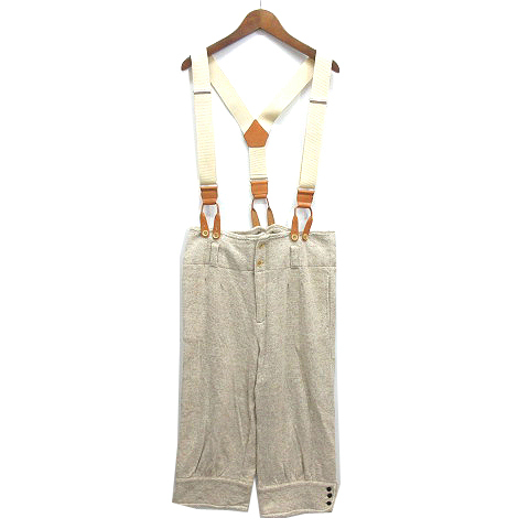 スースースーコンフォート Si-Si-Si comfort リネン コットン スウェット サスペンダー付き クロップド パンツ ベージュ レディース拍卖