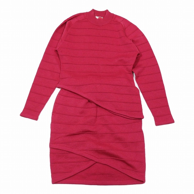 レノマ renoma sports club セットアップ アシンメトリー セーター 長袖 タイトスカート ショート丈 42 ピンク/7YBA10 レディース拍卖