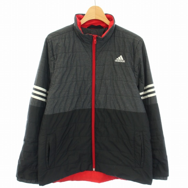 アディダス adidas 中綿ジャケット ブルゾン ナイロン ジップアップ アウター 160 グレー /TK キッズ拍卖