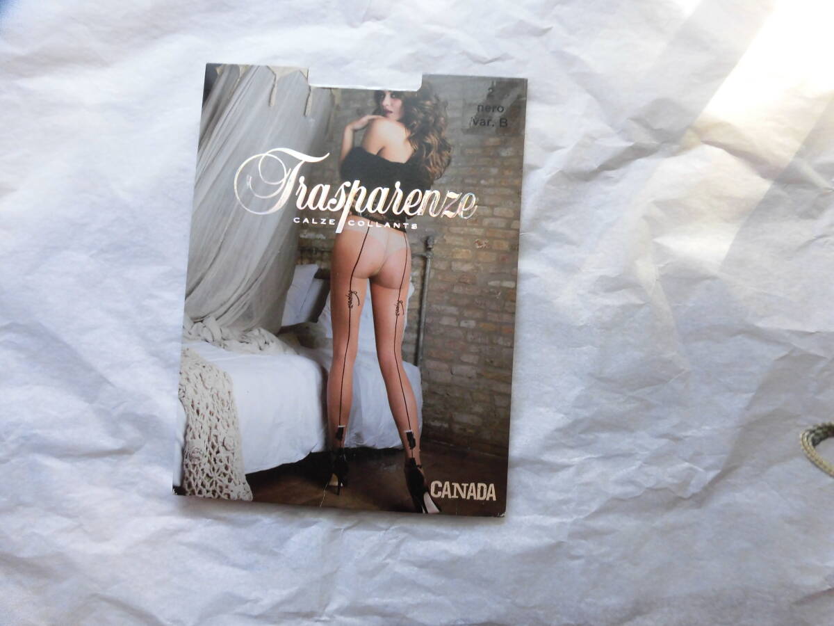 トラスパランツェ、イタリア、変わったシーム入りタイツ 黒 サイズ2 新品拍卖