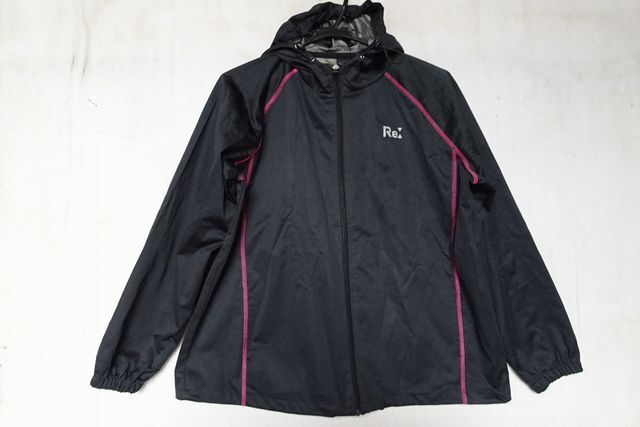 Re:/ジャンパー/サウナスーツ/前ジップアップ/発汗作用/ダイエット/風を通しにくい/ピンクステッチ糸/黒/ブラック/Lサイズ(11/11R)拍卖