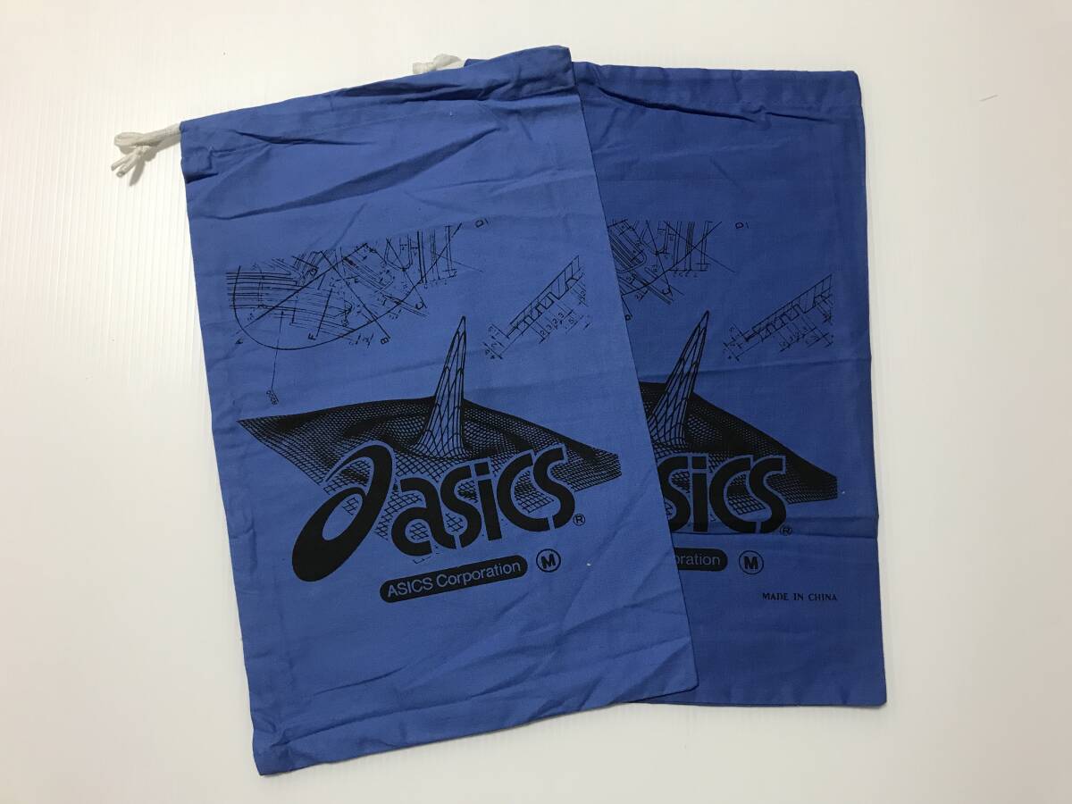 当時物 未使用 デッドストック アシックス Asics シューズ袋2枚セット 巾着 靴入れ サイズ:約24.5㎝×約37.5cm  HF4939拍卖
