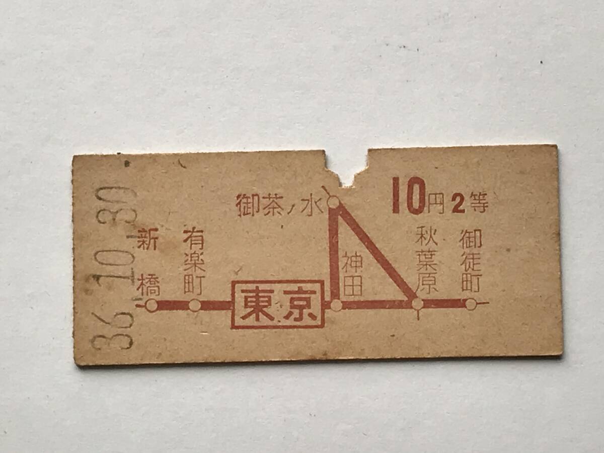 昔の切符 きっぷ 硬券 乗車券 東京駅発行 東京から10円2等 サイズ:約2.5×約5.8㎝ S36  HF5595   くるり岸田繁 拍卖