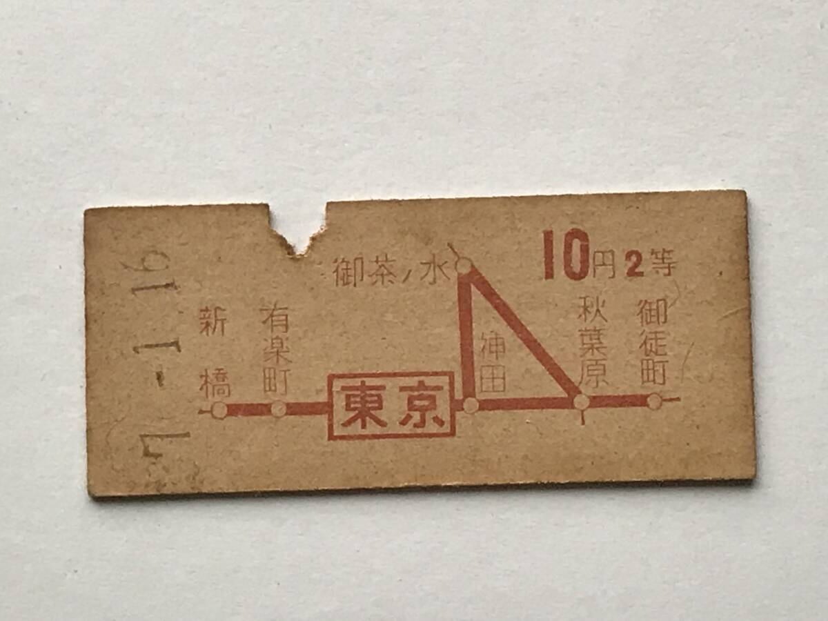 昔の切符 きっぷ 硬券 乗車券 東京駅発行 東京から10円2等 サイズ:約2.5×約5.8㎝ S37  HF5619   くるり岸田繁拍卖