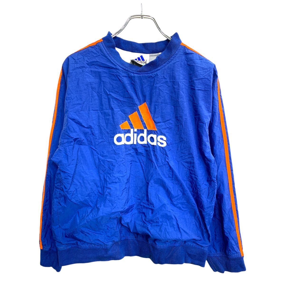 adidas ナイロンジャケット Lサイズ アディダス ジュニアサイズ Vネック プルオーバー ブルー 古着卸 アメリカ仕入 t2411-3023拍卖