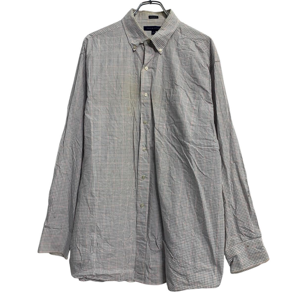 TOMMY HILFIGER 長袖 チェックシャツ L 程 ホワイト マルチカラー トミーヒルフィガー ボタンダウン 古着卸 アメリカ仕入 a611-6755拍卖