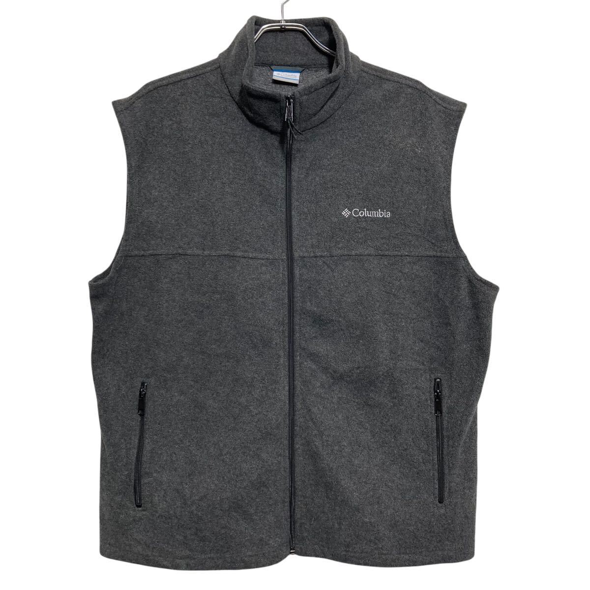 Columbia ベスト コロンビア XL ダークグレー ビッグサイズ フリース アウトドア フルジップ 古着卸 アメリカ仕入 a611-7117拍卖