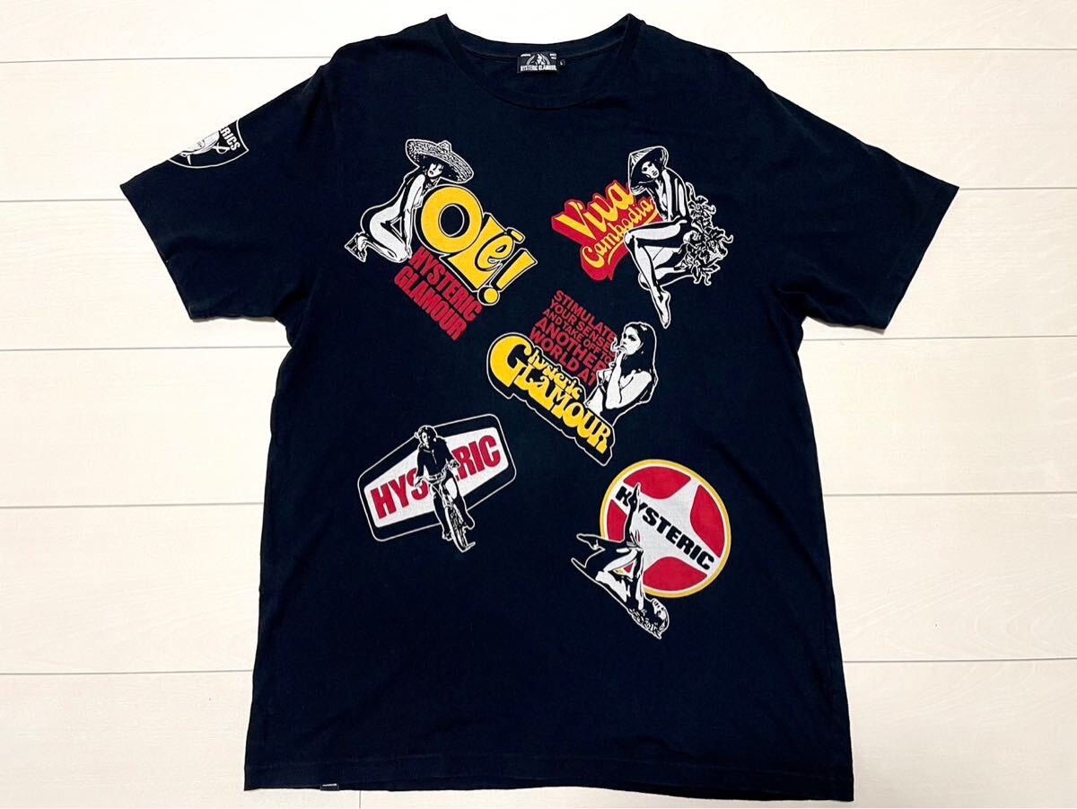 HYSTERIC GLAMOUR ヒステリックグラマー L CLASSIC SCRATCH プリント 歴代ガール Tシャツ 美品 NO.10964拍卖