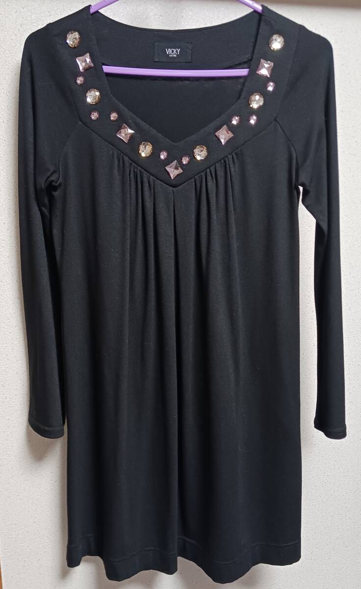 美品 VICKY couture ビッキー クチュール ビジュー ワンピース アプワイザーリッシェ マーキュリーデュオ クイーンズコート拍卖