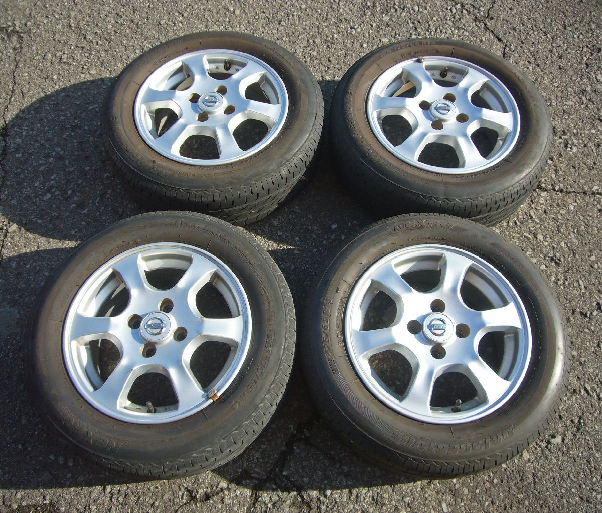 ☆NISSAN 日産 純正 ENKEI 14インチ ホイール 【5.5JJ 4H 100 +49 ハブ径60mm】NEXTRY 夏タイヤ 175/65R14 USED品☆拍卖