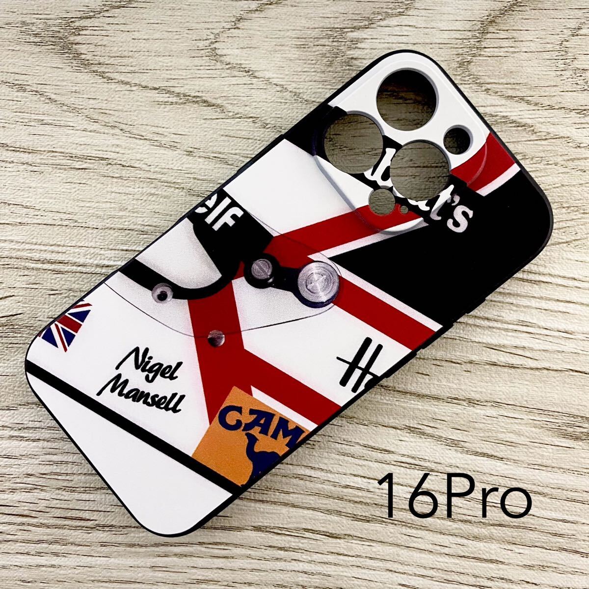 ナイジェル・マンセル ヘルメット デザイン iPhone 16 Pro ケース F1 ウィリアムズ ロータス マクラーレン フェラーリ スマホ拍卖