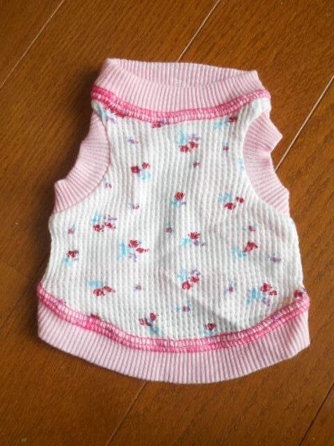 中古美品 パピー 超小型犬 小花柄Tシャツ XS ピンク拍卖