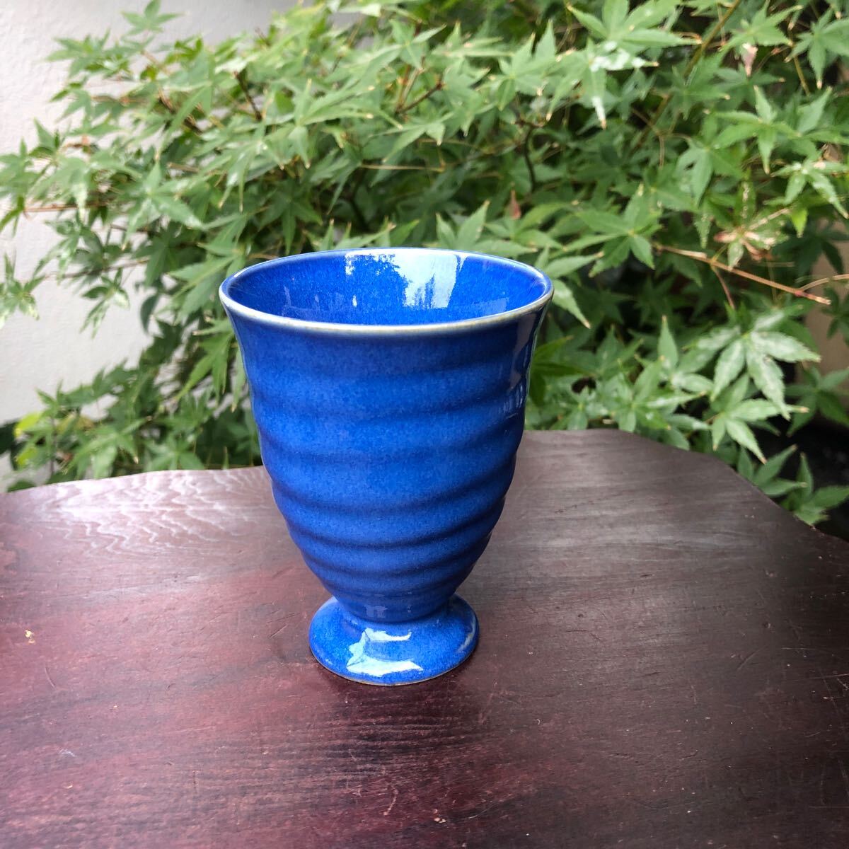 瑠璃色 ゴブレット☆猪口 盃 杯 酒器 晩酌 ぐい呑 古民家 粋 風雅 膳 風流 風情 侘び寂び 数奇 伝統 工芸 和樂拍卖