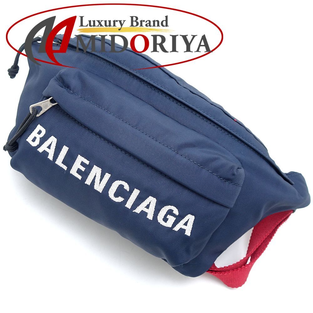 BALENCIAGA バレンシアガ ウィールヒップバッグ 528862 ボディバッグ ユニセックス ナイロンxキャンバス ネイビー レッド/351815【中古】拍卖