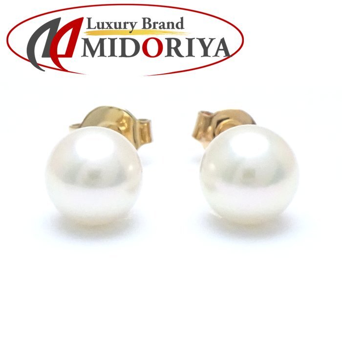 パール ピアス 真珠6.6ミリ/6.5ミリ K18YG イエローゴールド/28118【中古】拍卖