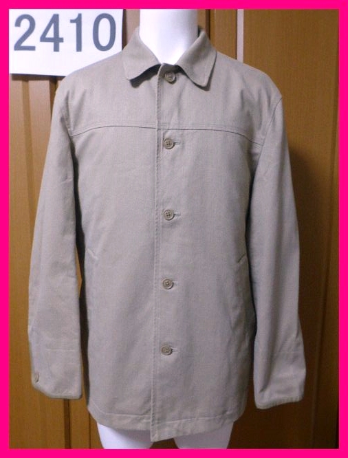 送料無料★クロコダイル・カバーオールM/L サンドベージュ ブルゾン/ショートコート ボタンにはCrocodileロゴ刻印入り 格子柄裏地も◎拍卖