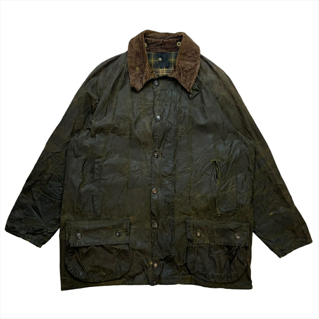 【訳アリ】 バブアー ジャケット カーキ Barbour 古着 メンズ FREE 90s ビューフォート オイルドジャケット イギリス製 3ワラント拍卖