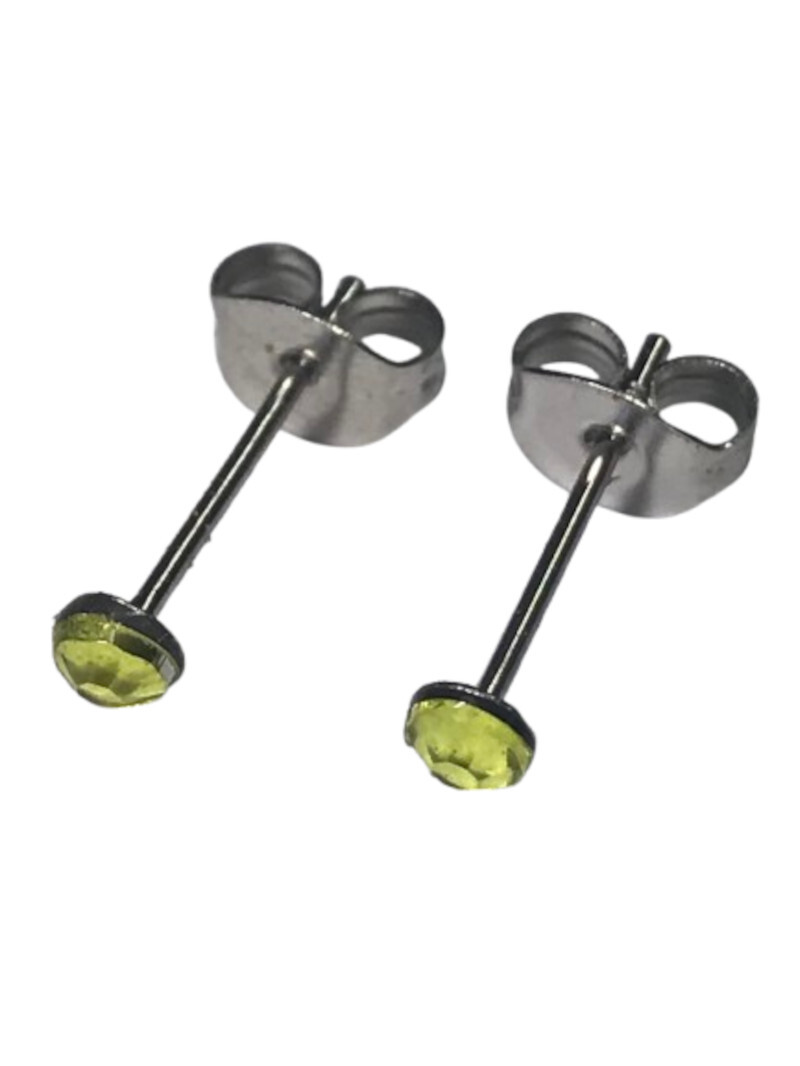 2個1セット 幅3mm ラインストーン スタッドピアス イエロー 両耳用 ステンレス アクリル製 シンプル つけっぱなしOK 安い拍卖