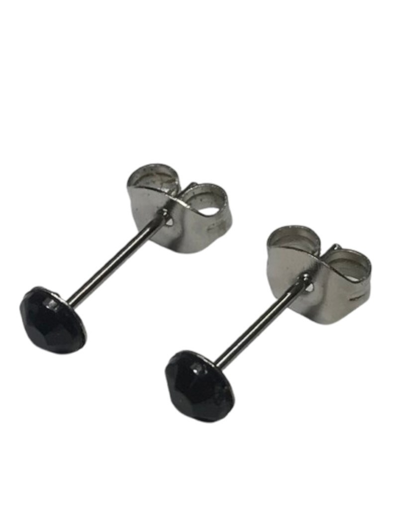 2個1セット 幅4mm ラインストーン スタッドピアス ブラック 両耳用 ステンレス アクリル製 シンプル つけっぱなしOK 安い拍卖